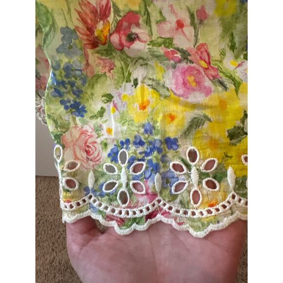 LoveShackFancy Yellow Floral Weller High Low Maxi Dress Size Small - Picture 7 of 9